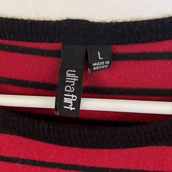 Ultra Flirt Black And Red Striped Long Sleeve Shirt - Picture 5 of 6